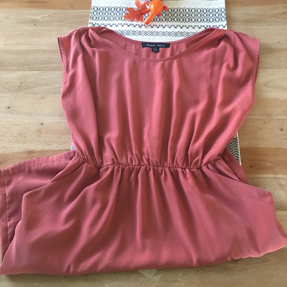 Burnt Red / Rose Dress with Pockets